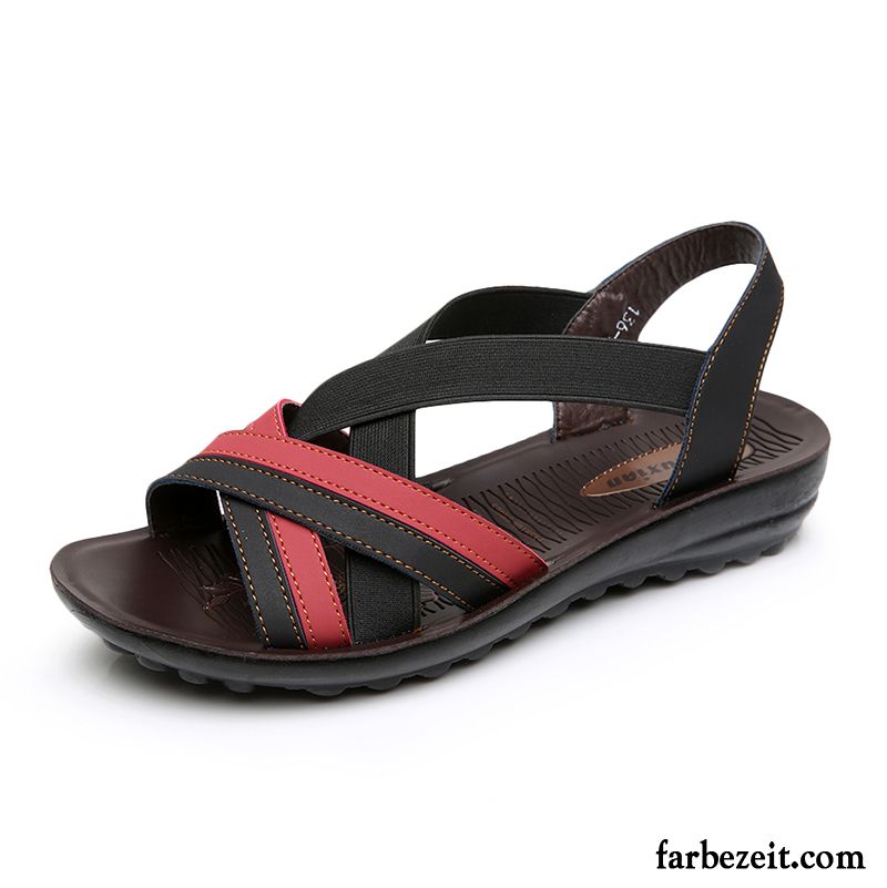 Sandalen Gummiriemen Sandalen Kostenloser Versand Rutschsicher Damen Sommer Mischfarben Strand Flache Schuhe Neue Verkaufen