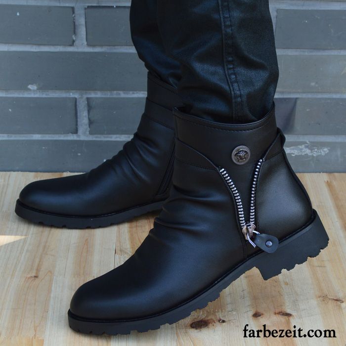 Schlangenleder Stiefel Herren Schuhe Trend Stiefel Casual Echtleder Mode Winter Spitze Hohe Schwarz Martin Stiehlt England