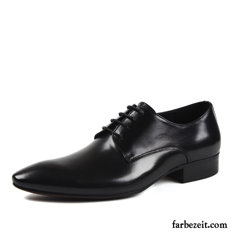 Schuhe Boots Herren Leder Geschäft Echtleder Spitze Schwarz England Trend Hochzeit Schuhe Schnürung Lederschue Atmungsaktiv Günstig