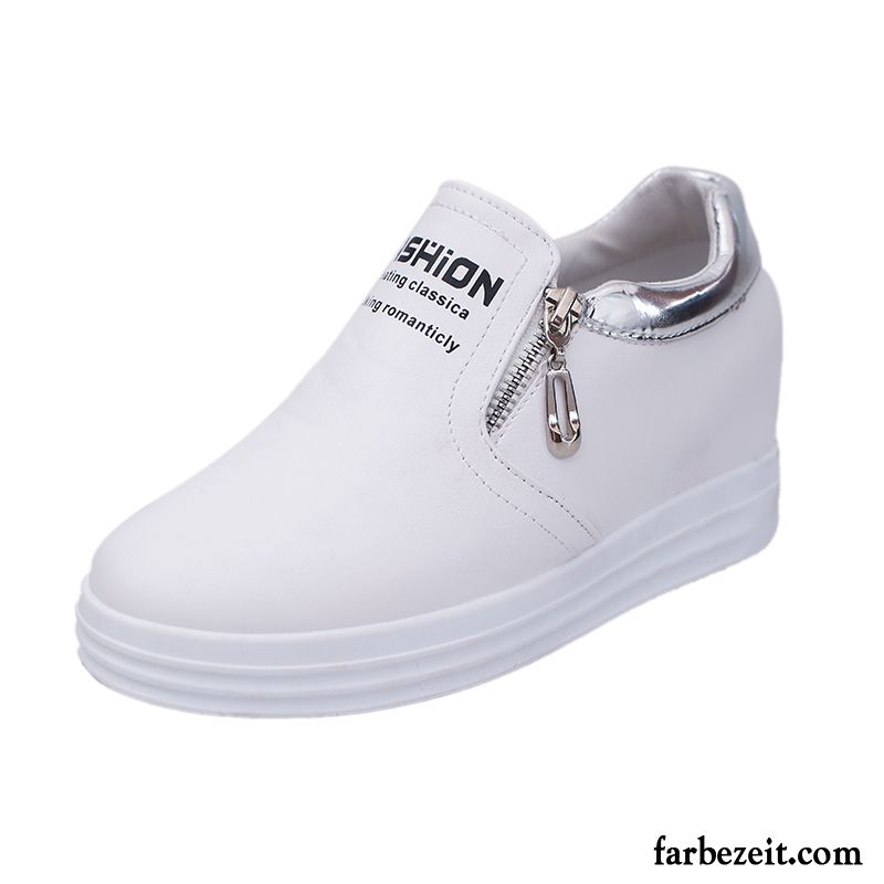 Schuhe Damen Grün Schüler Trend Reißverschluss Casual Schnürschuhe Flache Halbschuhe Neue Dicke Sohle Feder Erhöht Allgleiches Verkaufen