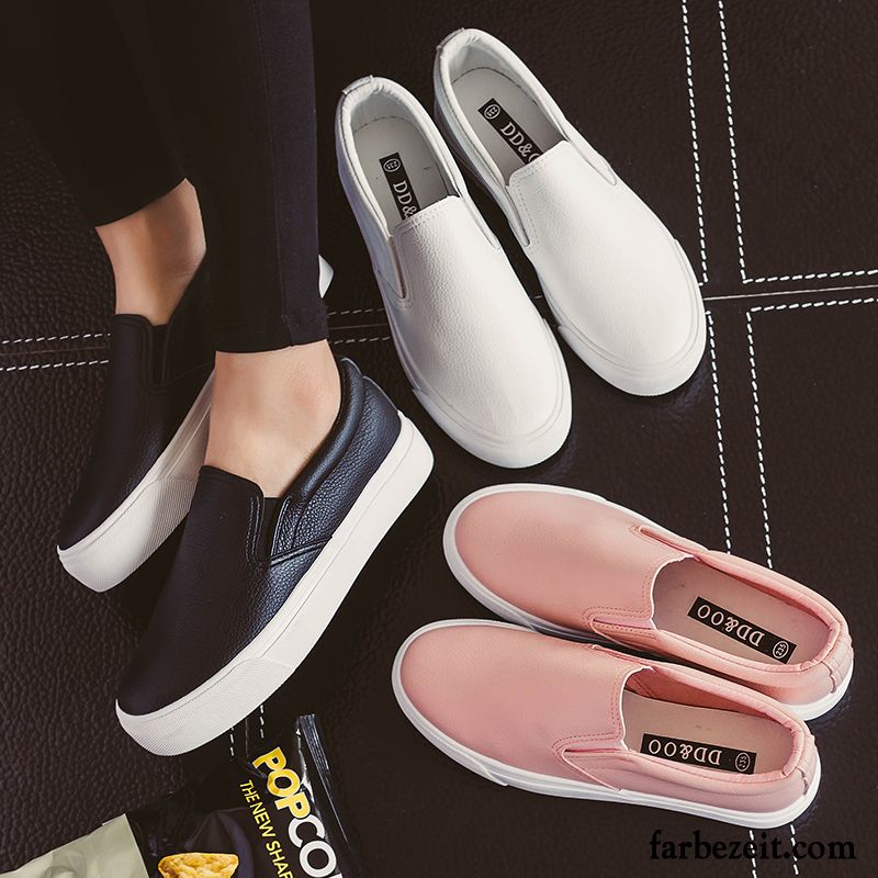 Schuhe Damen Stiefeletten Schnürschuhe Halbschuhe Casual Feder Dicke Sohle Schüler Faul Neue Skaterschuhe Slip-on Rabatt