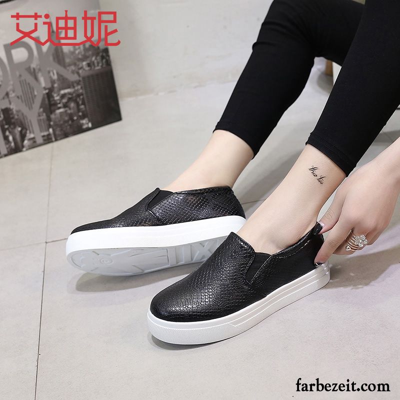 Schuhe Damen Schuhe Halbschuhe Casual Feder Dicke Sohle Faul Flache Slip-on Trend Weiß Herbst Schnürschuhe Kaufen