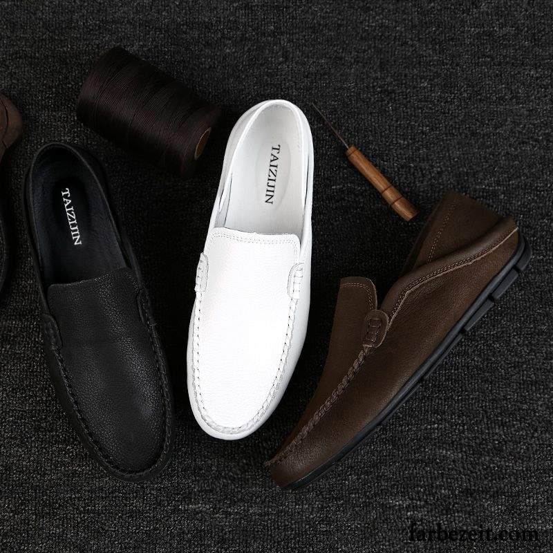 Schuhe Online Kaufen Günstig Neue Casual Trend Echtleder Weiß Schuhe Faul Herbst Herren Oberleder Lederschue Verkaufen