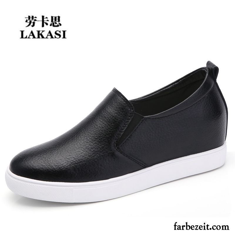 Schuhe Sneaker Damen Faul Echtleder Casual Halbschuhe Schnürschuhe Feder Slip-on Neue Erhöht Kaufen