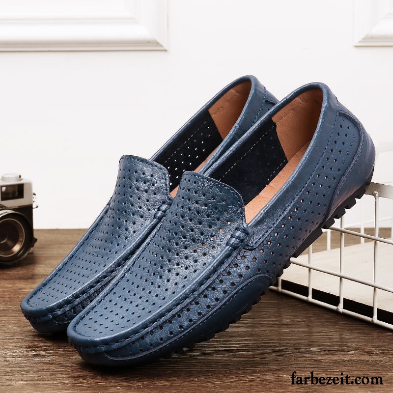 Schwarze Sandalen Herren Tief Trend Sommer Neue Lederschue Schuhe Herbst Blau Casual Echtleder Faul Kaufen