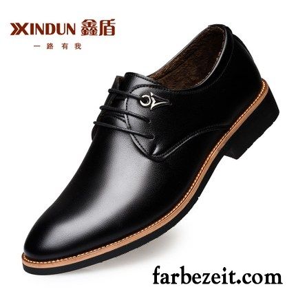 Schwarzer Anzug Schuhe Echtleder Spitze Casual Geschäft Jugend Herren Plus Samt Trend England Schuhe Lederschue Winter Schwarz Billig