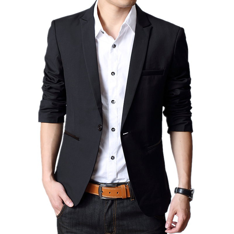 Schwarzer Blazer Slim Fit Freizeit Blazer Anzüg Jugend Herbst Überzieher Schlank Schwarz Herren Dünn Trend Neu Günstig