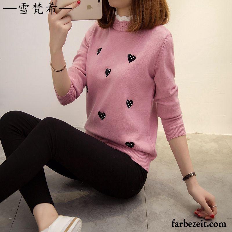 Schöne Pullis Für Frauen Unteres Hemd Pullover Rosa Kurzer Absatz Plus Samt Lose Verdickung Lange Ärmel Herbst Winter Rote Stricken Damen Neu Kaufen