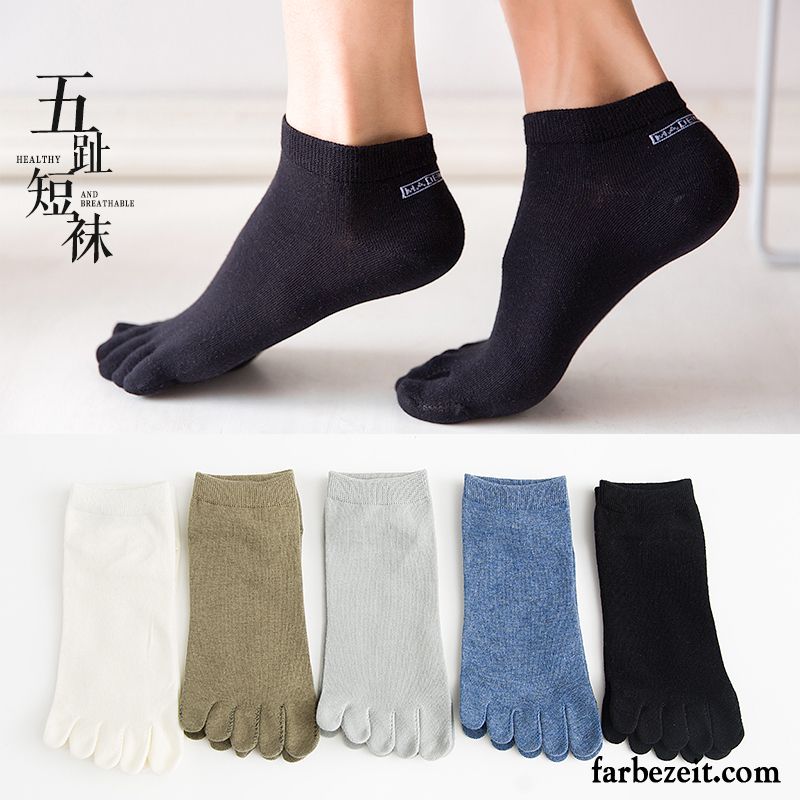 Socken Herren Fünf Finger Knöchelsocken Zeh Baumwollsocken Herbst Winter Schwarz