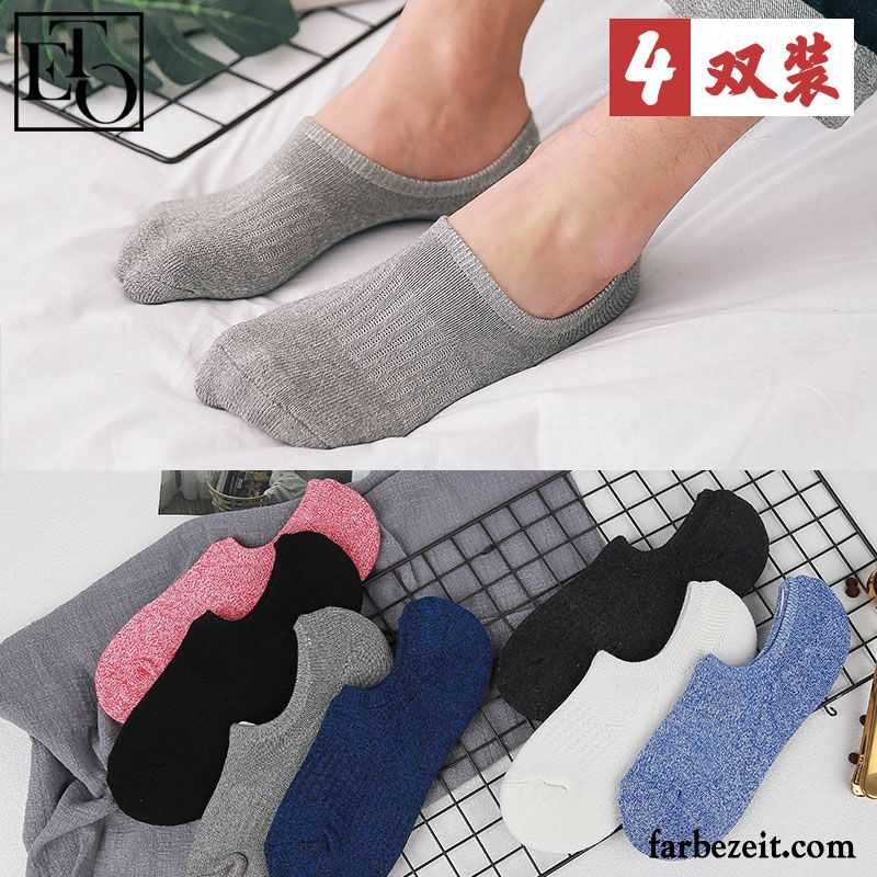 Socken Herren Unsichtbar Schweiß Rutschfest Knöchelsocken Baumwolle Low Grau Hell