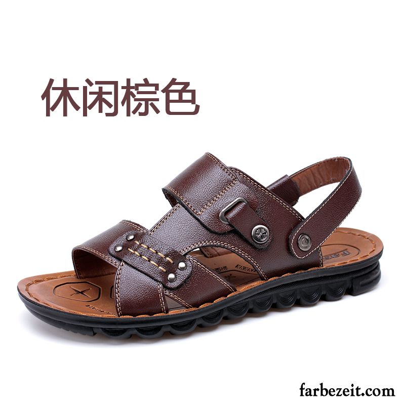 Sommer Sandalen Herren Sandalen Sommer Casual Echtleder Kostenloser Versand Strand Schuhe Pantolette Günstig