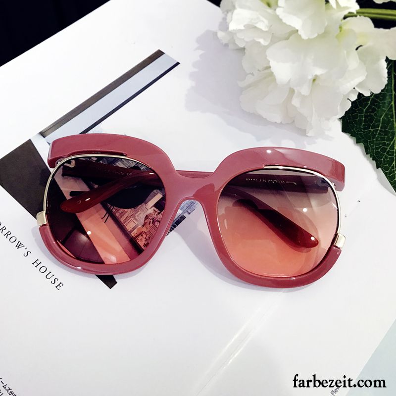 Sonnenbrille Damen 2018 Dünn Sonnenbrillen Mesh Rundes Gesicht Trend Sandfarben Rosa Schwarz Rot