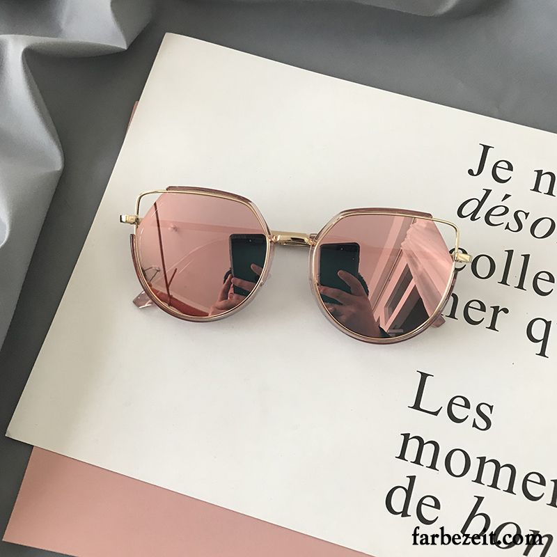 Sonnenbrille Damen Dünn Neu Mesh Reflektierte Persönlichkeit Rundes Gesicht Purpur Lila Rosa Rot