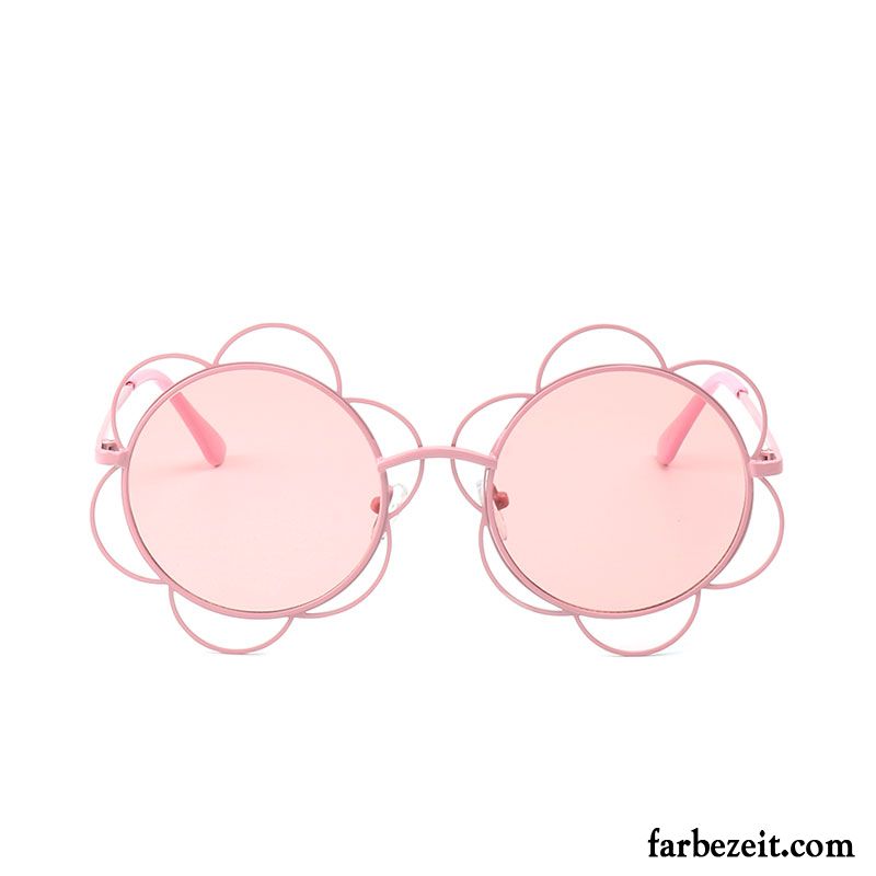 Sonnenbrille Damen Modellierung Mesh Blumen Runde Durchbrochenes Sonnenbrillen Rosa Gold Rot