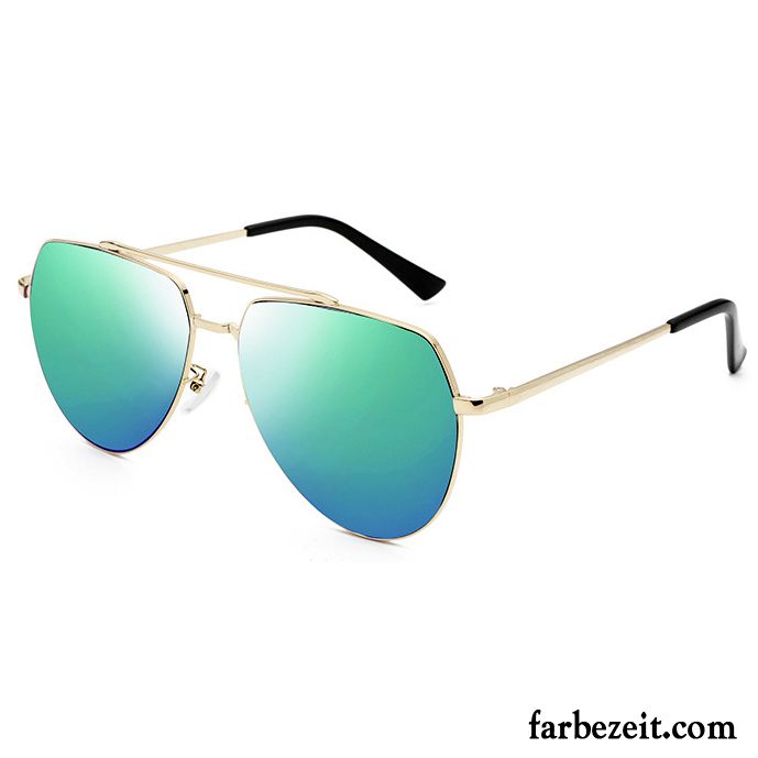 Sonnenbrille Damen Retro Groß Trend Herren Bunt Europe Blau Grün Rosa Weiß Gold