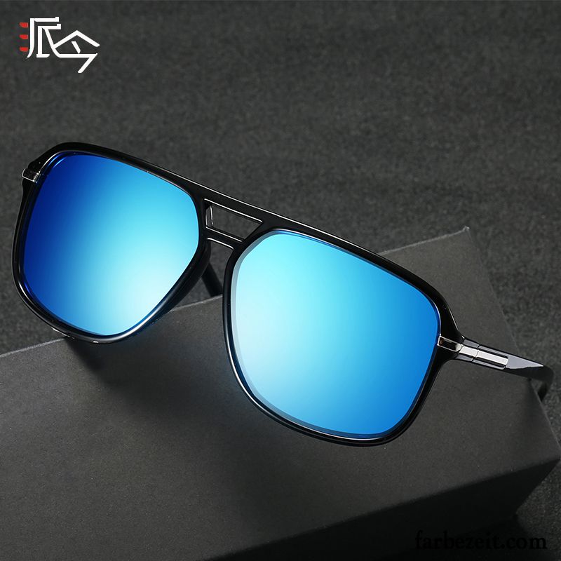 Sonnenbrille Herren Mode Fahren Glänzend Persönlichkeit Retro Platz Blau Purpur Lila Schwarz