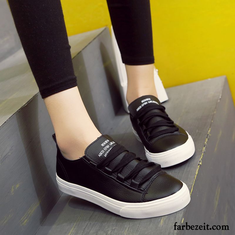 Sport Schuhe Online Damen Schüler Kunst Weiß Schuhe Trend Flache Leder Skaterschuhe Ultra Sportschuhe Schnürung Billig