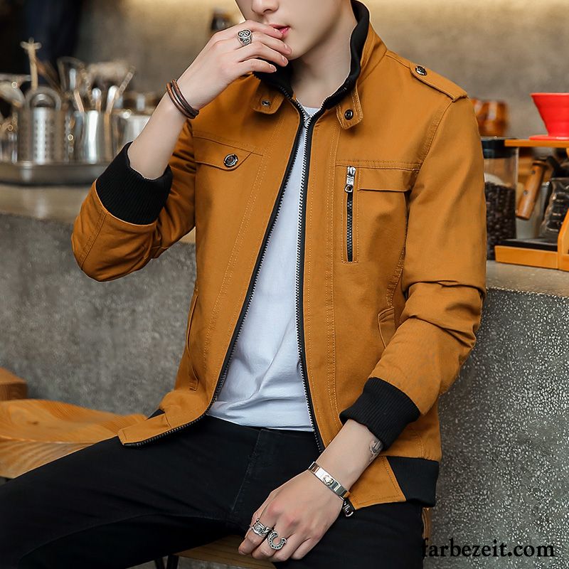 Steppjacke Grün Herren Schlank Jacke Herbst Freizeit Mantel Überzieher Feder Trend Braun Günstig
