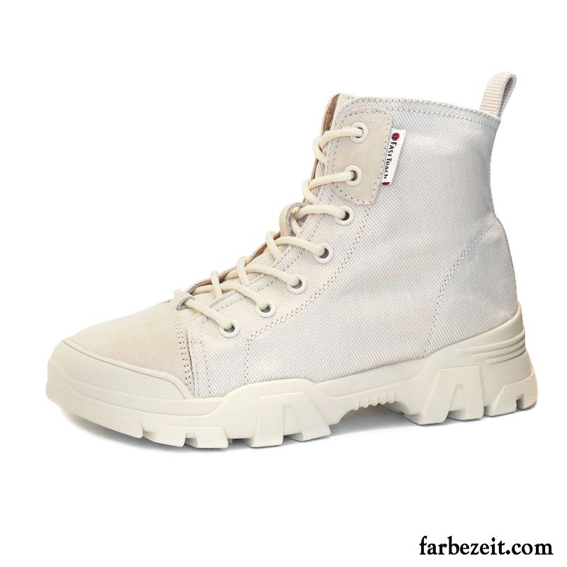 Stiefel Damen Martin Stiehlt Langschaft Schüler Trend Casual England Beige Rot