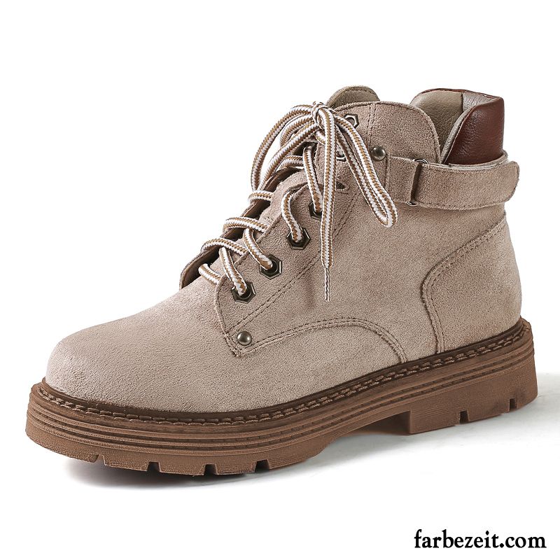 Stiefel Damen Plus Samt Winter Herbst Martin Stiehlt Schüler Allgleiches Beige Farbe