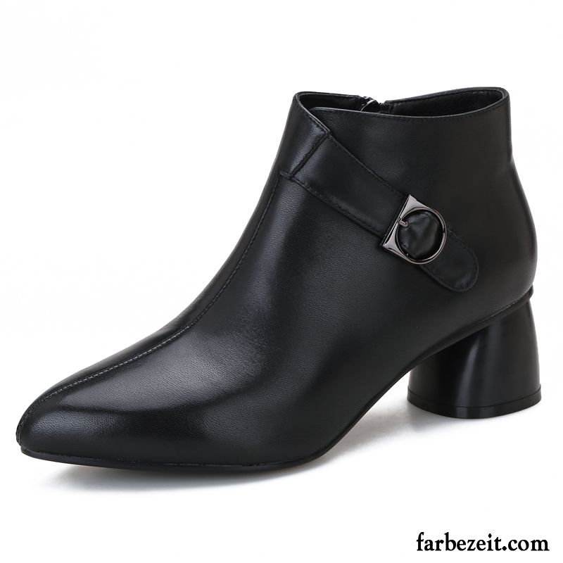 Stiefel Damen Spitze Herbst Echtleder Martin Stiehlt Baumwolle Schuhe Plus Samt Schwarz