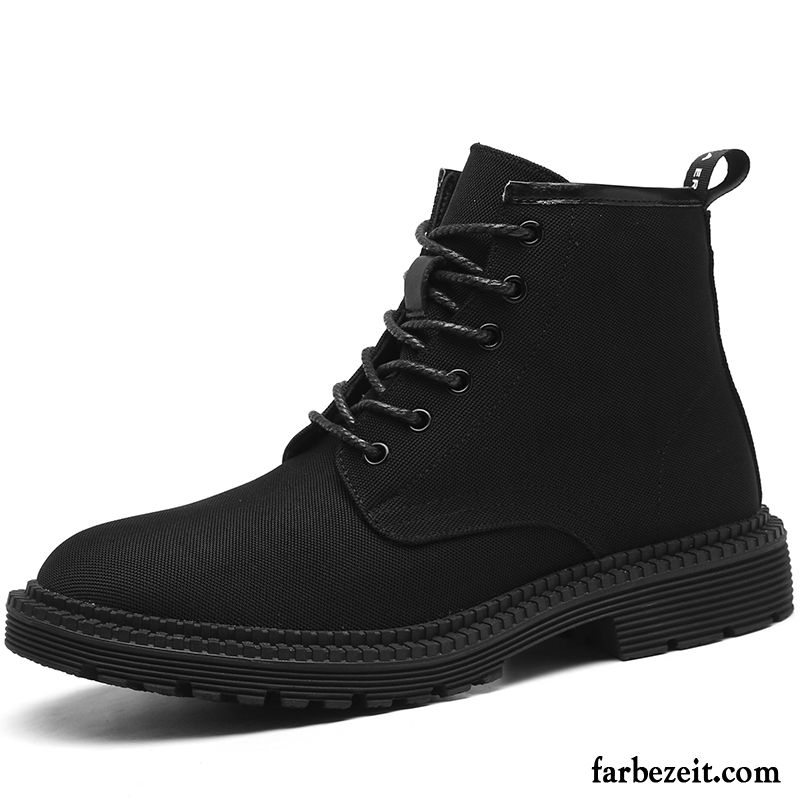 Stiefel Herren Atmungsaktiv Martin Stiehlt Segeltuch Kurze Stiefel Feder Schuhe Schwarz