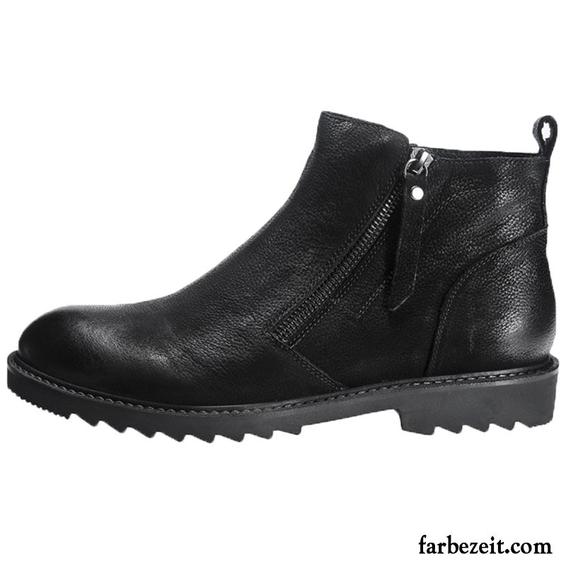 Stiefel Herren Lederschue Gefrostet England Hohe Martin Stiehlt Herbst Schwarz