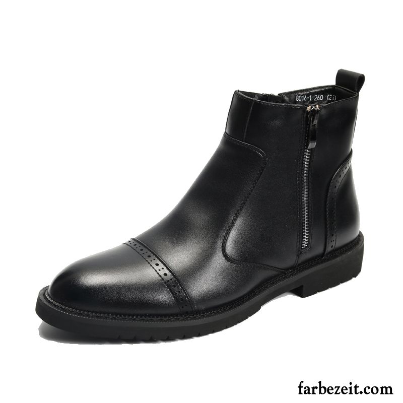 Stiefel Herren Neue Kurze Stiefel Spitze Allgleiches Casual Martin Stiehlt Schwarz