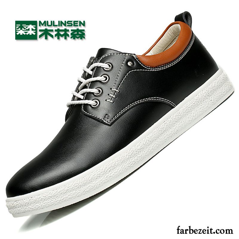 Herren Schwarz Trend Skaterschuhe Casual Allgleiches Neue Herbst Echtleder Günstig