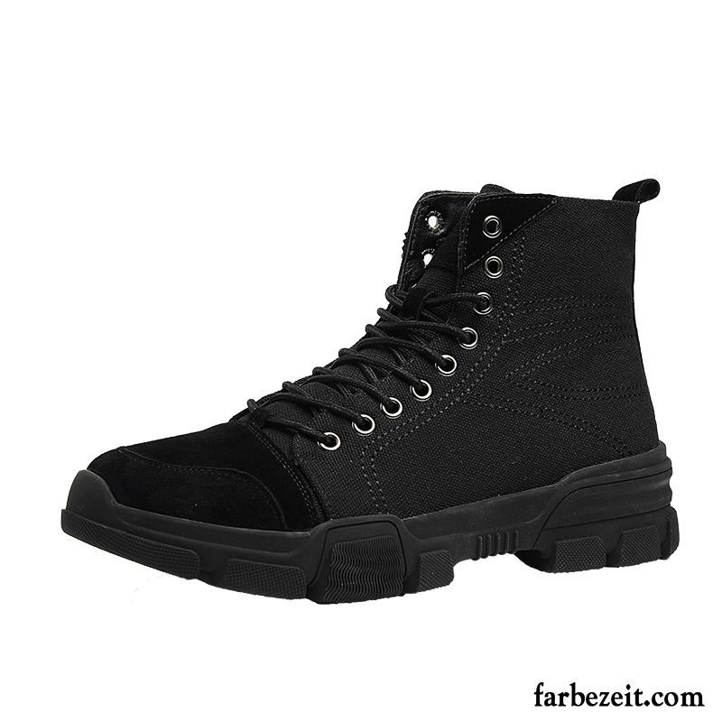 Stiefel Herren Segeltuch Schuhe Trend England Cargo Allgleiches Schwarz