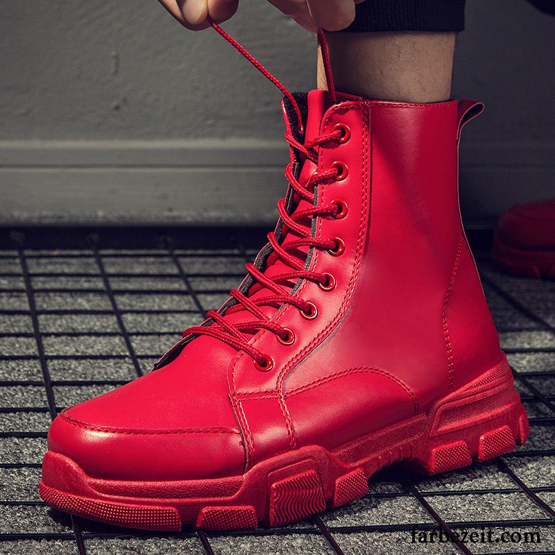 Stiefel Herren Trend England Schüler Martin Stiehlt Neue Allgleiches Schwarz Rot