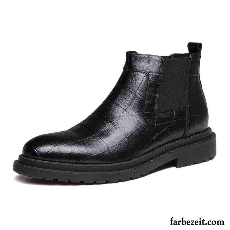 Stiefel Herren Winter Spitze Lederschue Martin Stiehlt Hohe Echtleder Schwarz