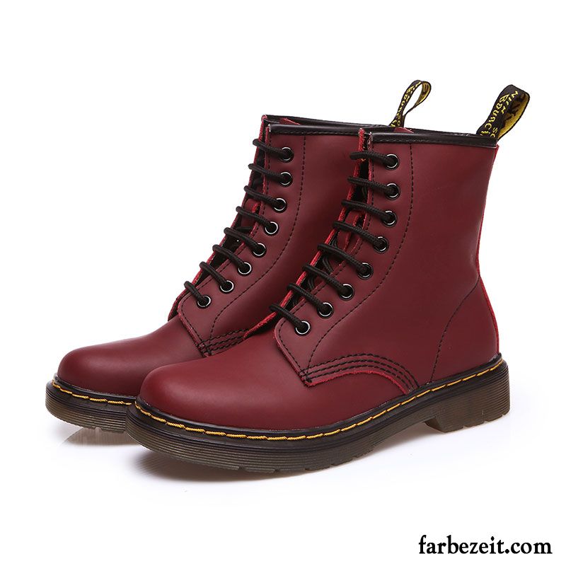 Stiefeletten Braun Damen Schüler Stiefel Martin Stiehlt Allgleiches Herbst England Winter Neue Rot Feder Billig