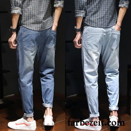 Stretch Cordhose Herren Hose Jeans Trend Lose Neunte Hose Freizeit Herbst Harlan Schwarz Schmales Bein Blau Günstig