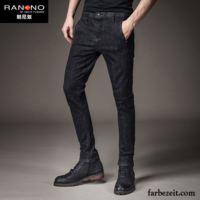 Stretch Jeans Herren Elastisch Dünn Herbst Schwarz Winter Jugend Freizeit Lange Schlank Trend Jeans Rabatt