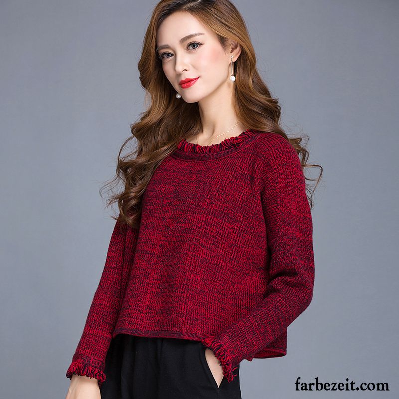 Strickpullover Kapuze Damen Allgleiches Lange Ärmel Winter Unteres Hemd Neu Pullover Kurzer Absatz Lose Herbst Verdickung Mode Günstig