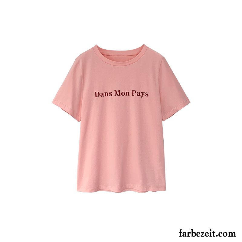 T-shirts Damen Mantel Drucken Unteres Hemd Neu Allgleiches Sommer Rosa