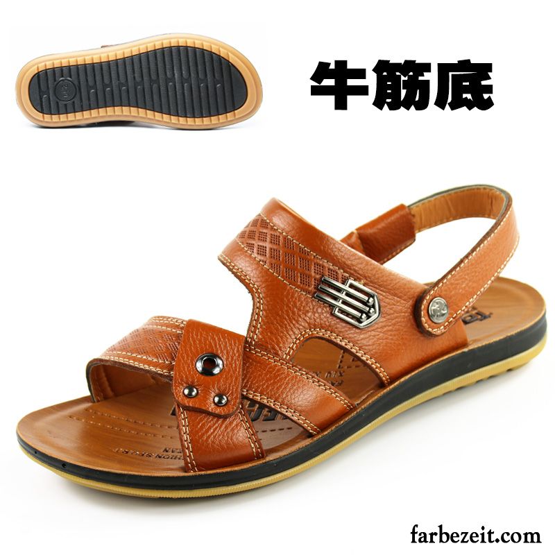 Trekking Sandalen Männer Sandalen Sommer Leder Neue Echtleder Casual Herren Strand Schuhe Billig