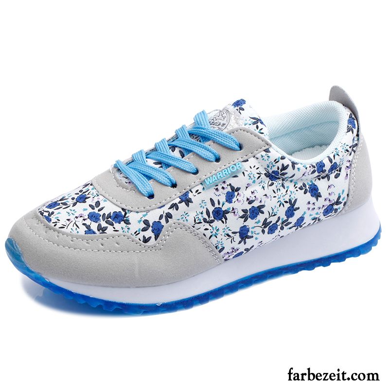 Turnschuhe Damen Blau Licht Blumen Atmungsaktiv Casual Tuch Schuhe Frisch Sportschuhe Laufschuhe Günstig