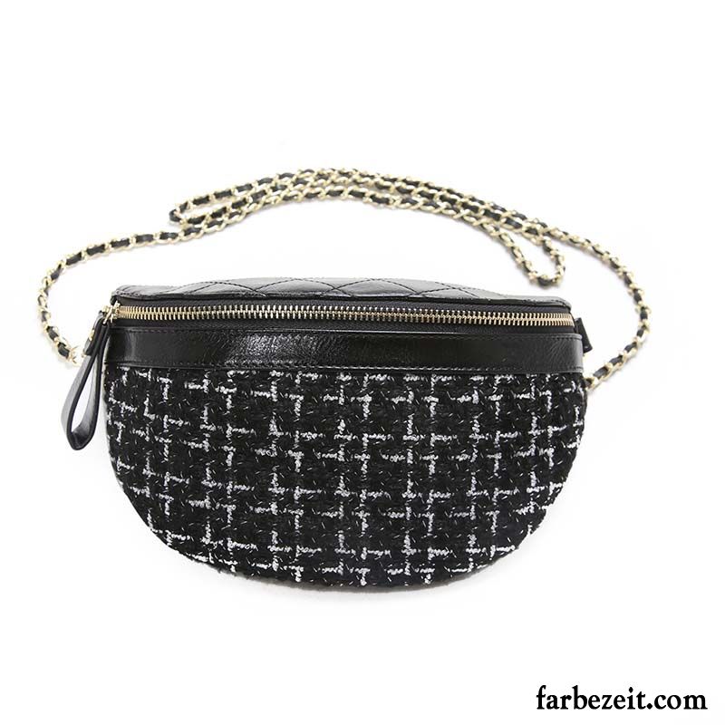 Umhängetaschen Damen Kette Gürteltasche Sommer Diamantform Mini Trend Schwarz