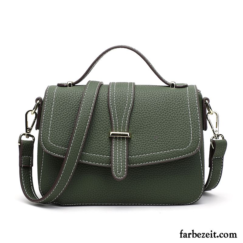 Umhängetaschen Damen Super Handtasche Neu All Match Trend Echt Leder Grün