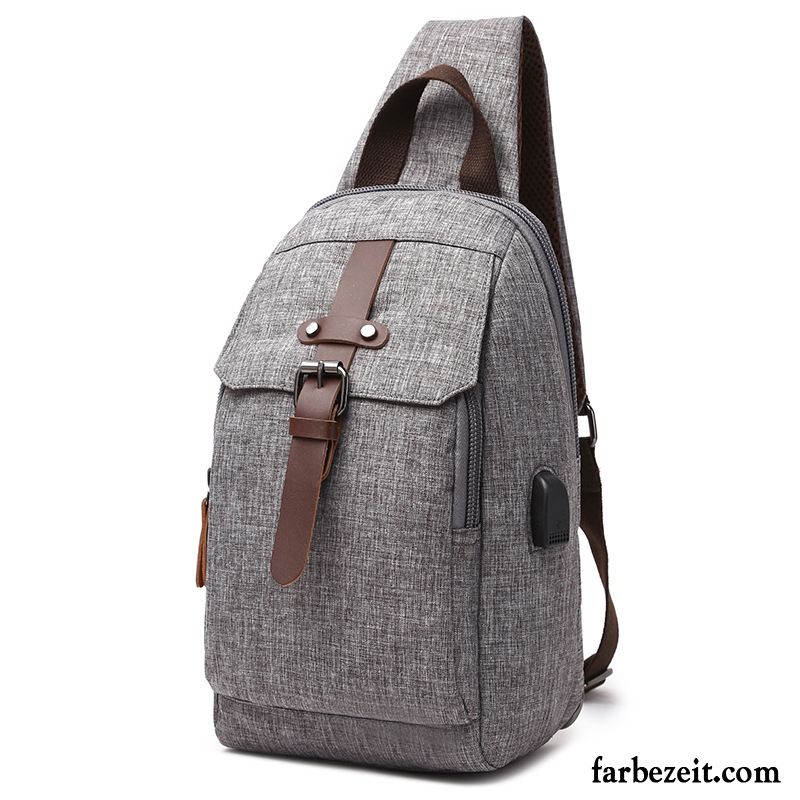 Umhängetaschen Herren Brusttasche Rucksack Trend Super Damen Oxford Tuch Grau