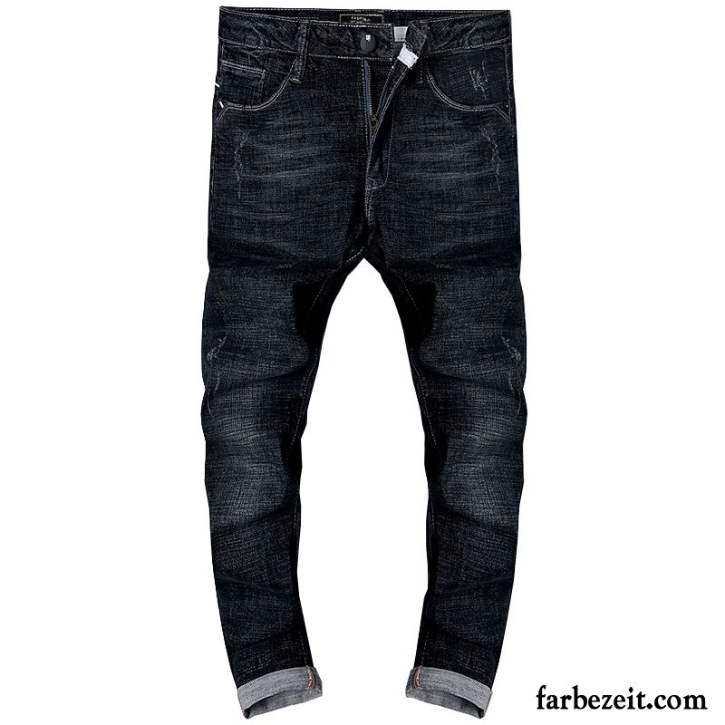 Herren Bootcut Jeans Günstig Neu Herbst Schwarz Elastisch Winter Blau Jeans Hose Schlank Freizeit Dünn Günstig