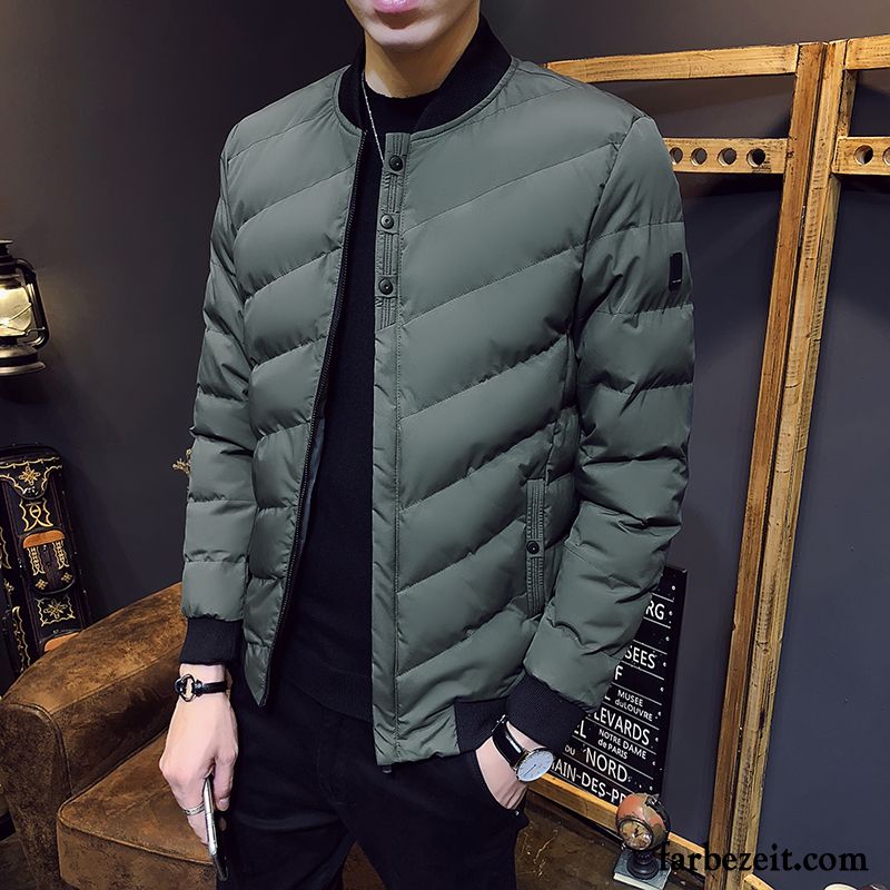 Winterjacke Herren Daunen Warme Trend Baumwollgepolsterte Winter Kurzer Absatz Neu Baumwolle Grün Überzieher Schlank Kaufen