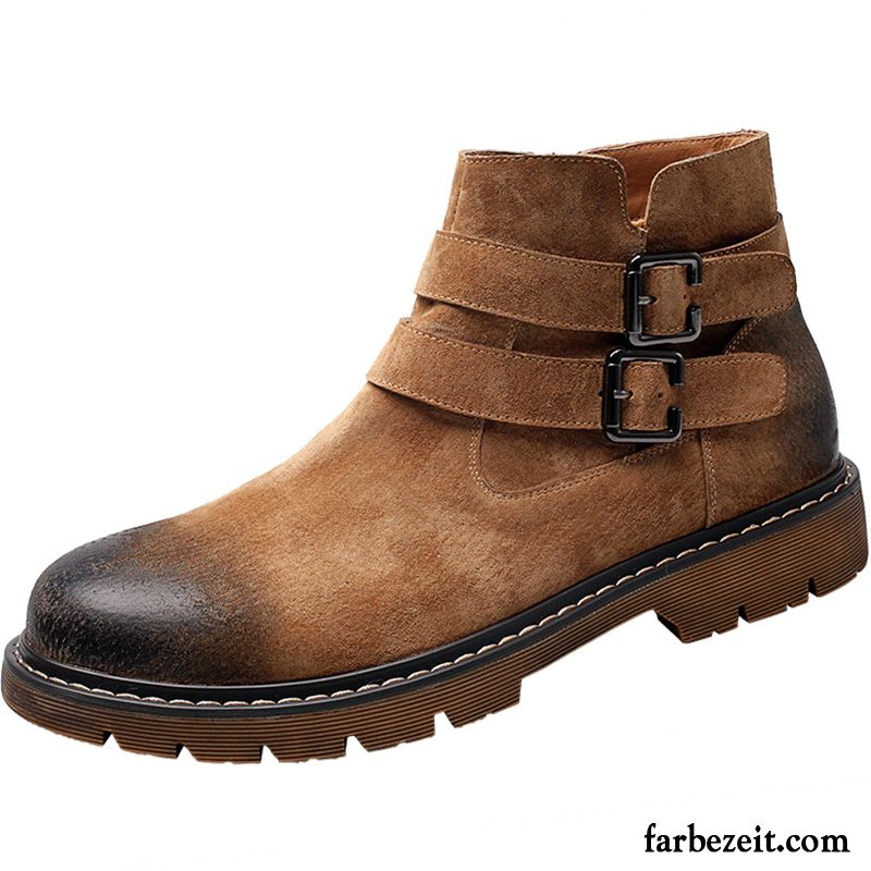 Winterschuhe Gefüttert Herren Retro Reißverschluss Stiefel Hohe Trend Martin Stiehlt Neue Sommer Echtleder Gelb Mode Casual Günstig