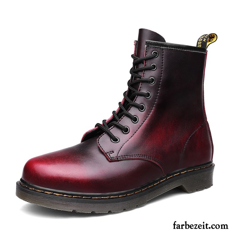 Winterstiefel Herren Braun Herbst Echtleder Martin Stiehlt Winter Trend Schneestiefel Rot Schwarz Baumwolle Schuhe England Hohe Cargo Günstig