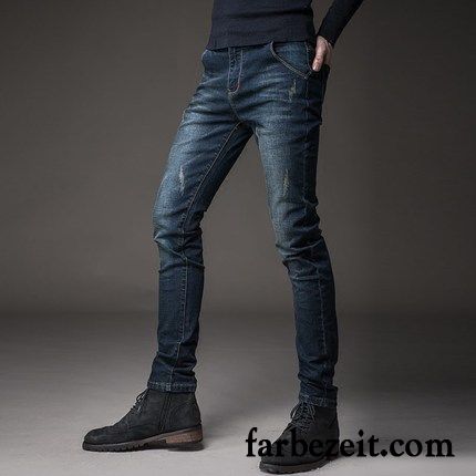 Zerrissene Hose Herren Herbst Jeans Plus Samt Gerade Schlank Elastisch Lange Schmales Bein Hose Jugend Winter Sale